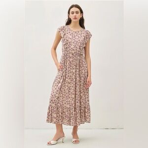 NWT‎ Floral Ruffle Sleeve Midi Dress Women’s Size Small